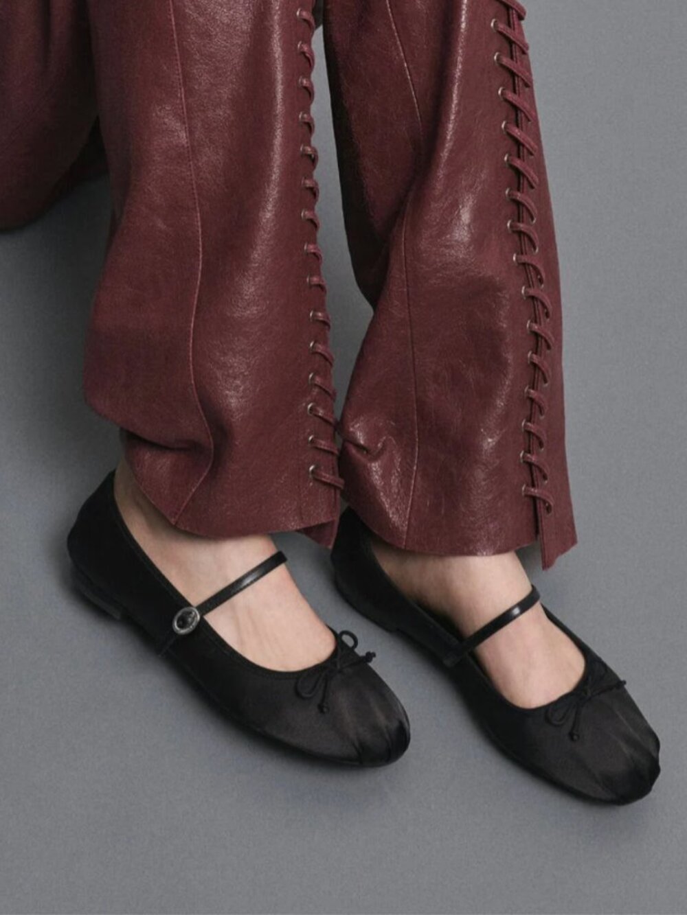 Charles & Keith Black Mary Jane Bow Flats
